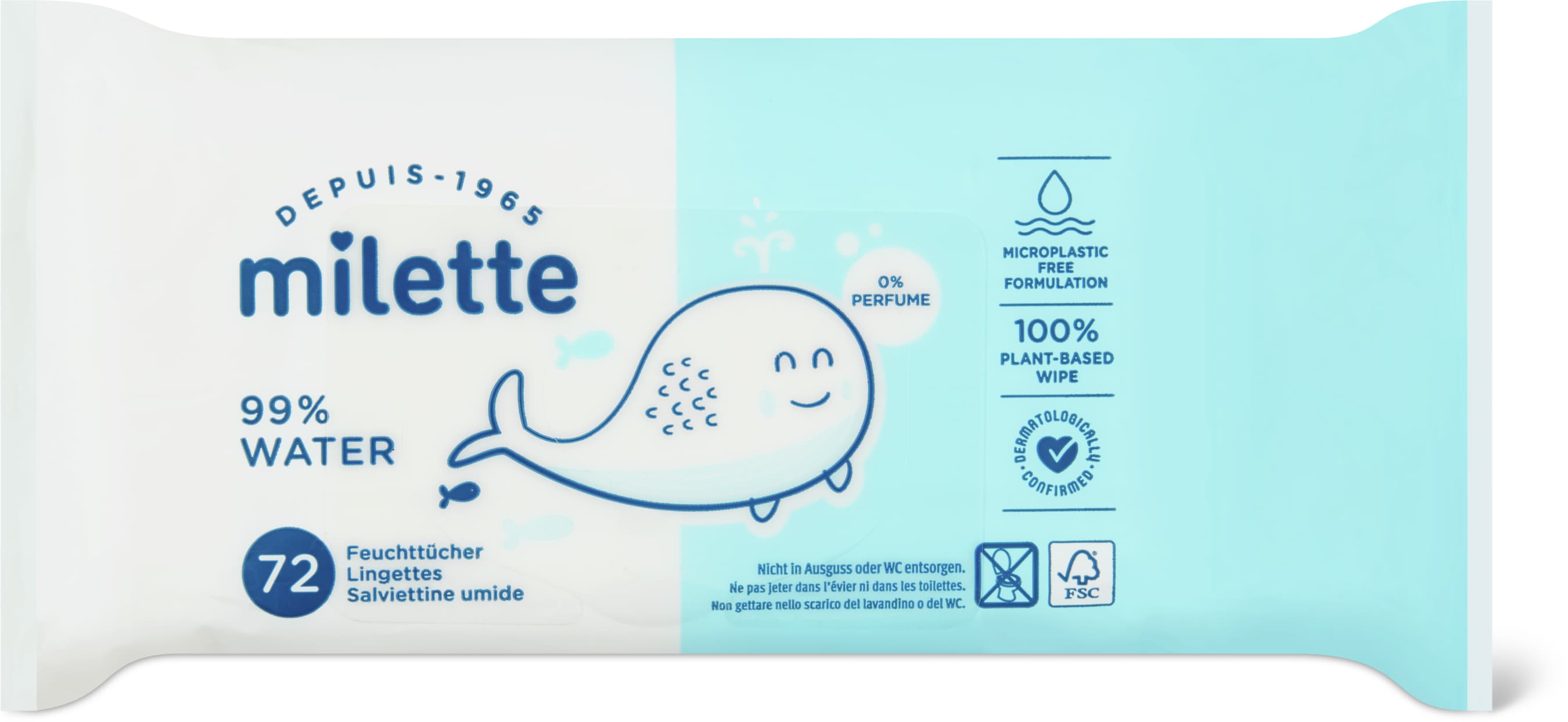 Salviettine umidificate al 99% con acqua